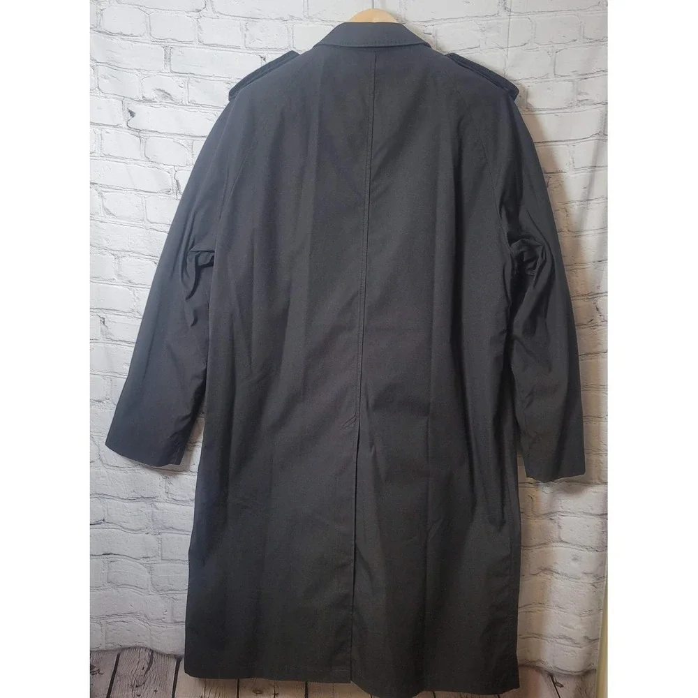 Vintage Centre Mfg Co Raincoat‎ Mens 42R Black Removable Liner Army 80s Overcoat